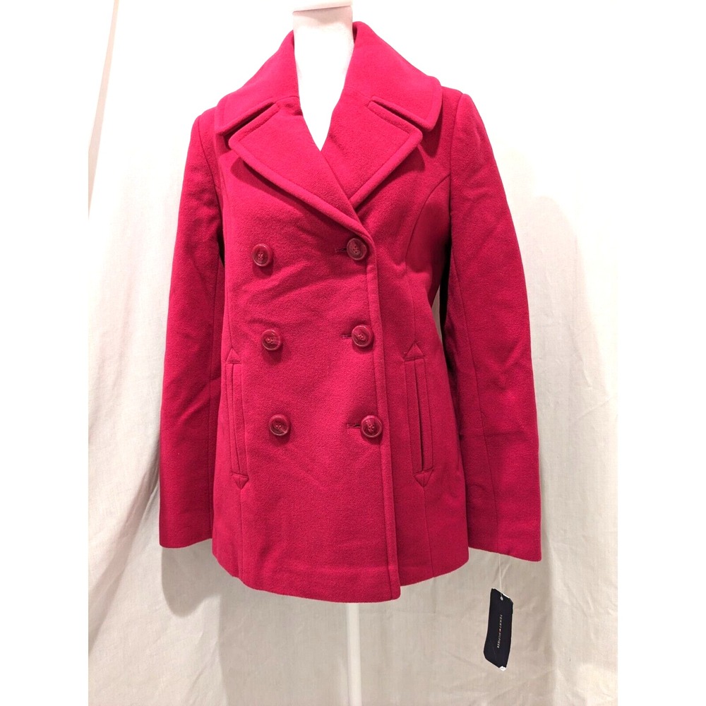 NWT TOMMY HILFIGER Peacoat Womens Size: 6 Fuschia Wool Double Breasted Button Up